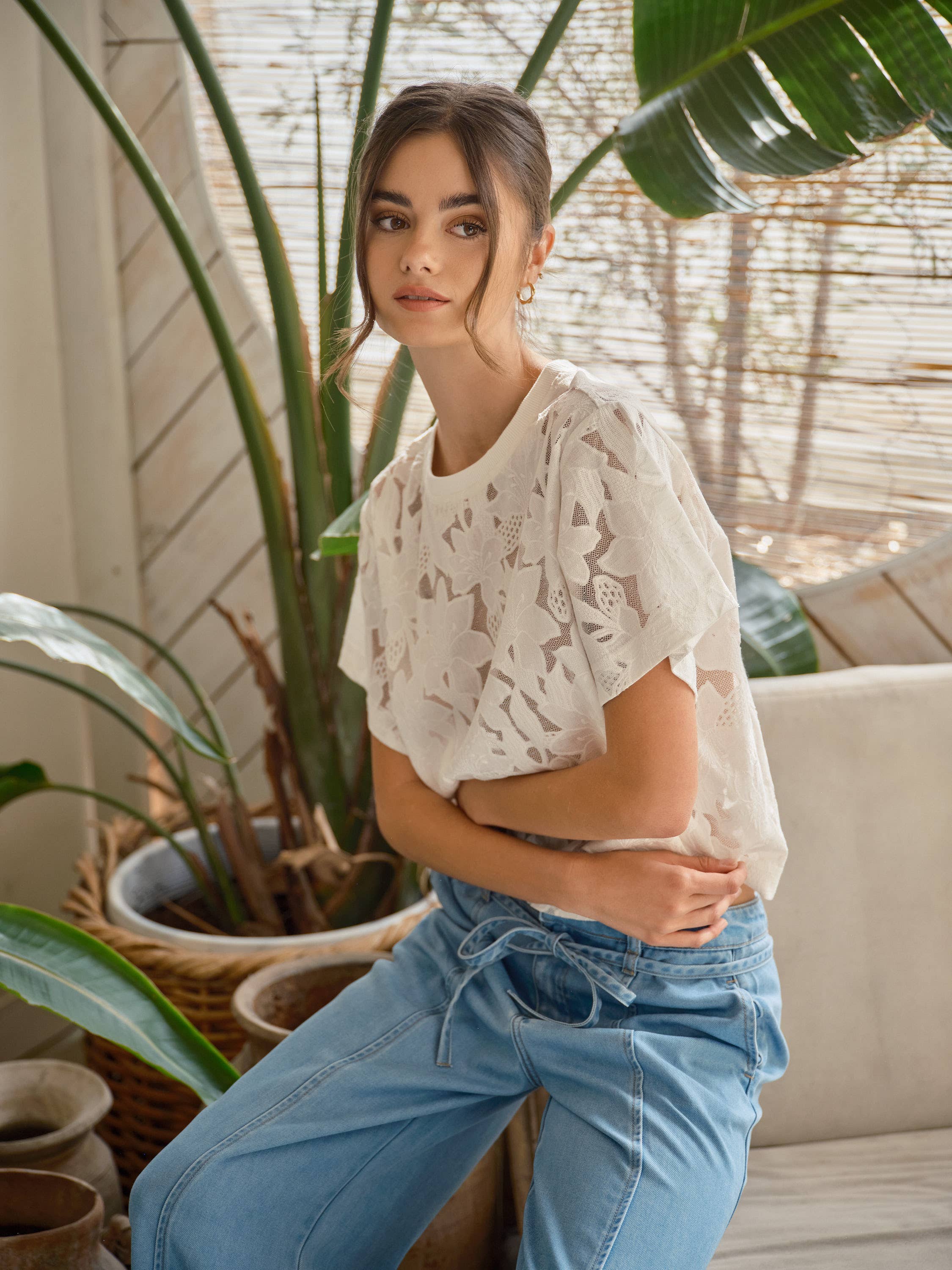 Lace Floral Tee Shirt