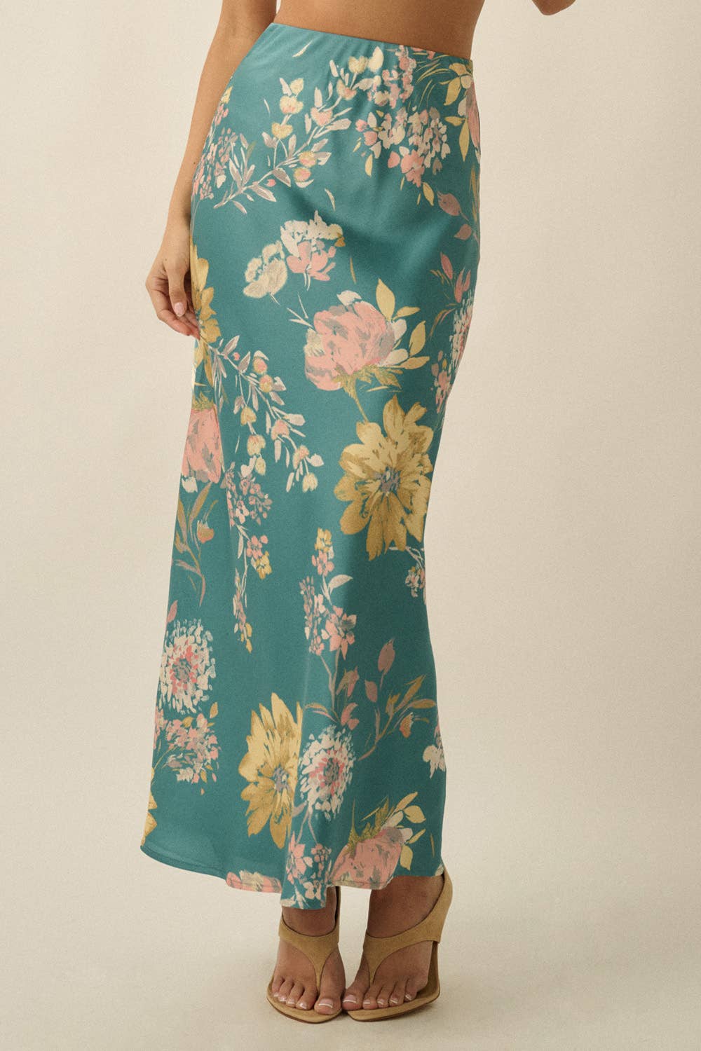 Floral Print Silk Maxi Skirt