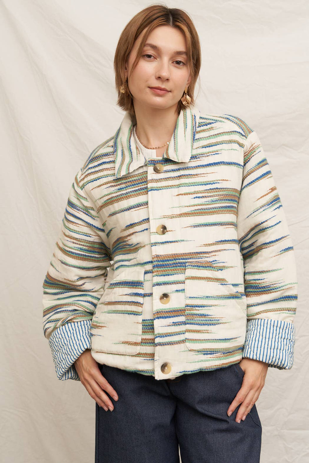 Geo Printed Quilted Jacket