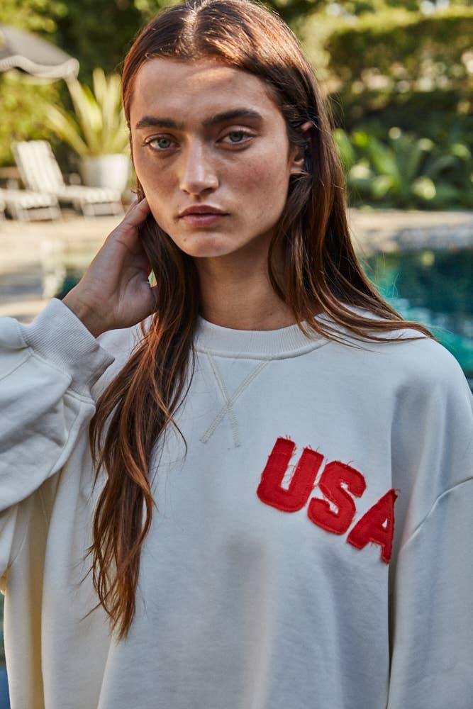 USA Patch Crop Sweatshirt