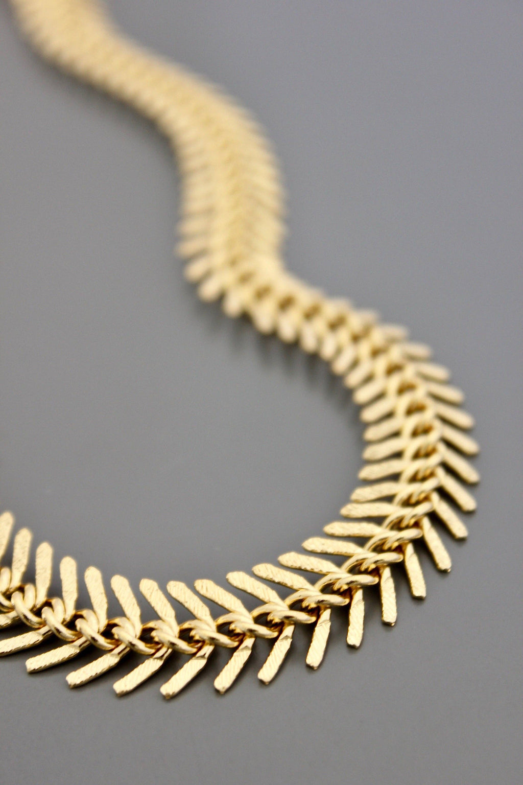 David Aubrey Matte Gold Fish Bone Necklace