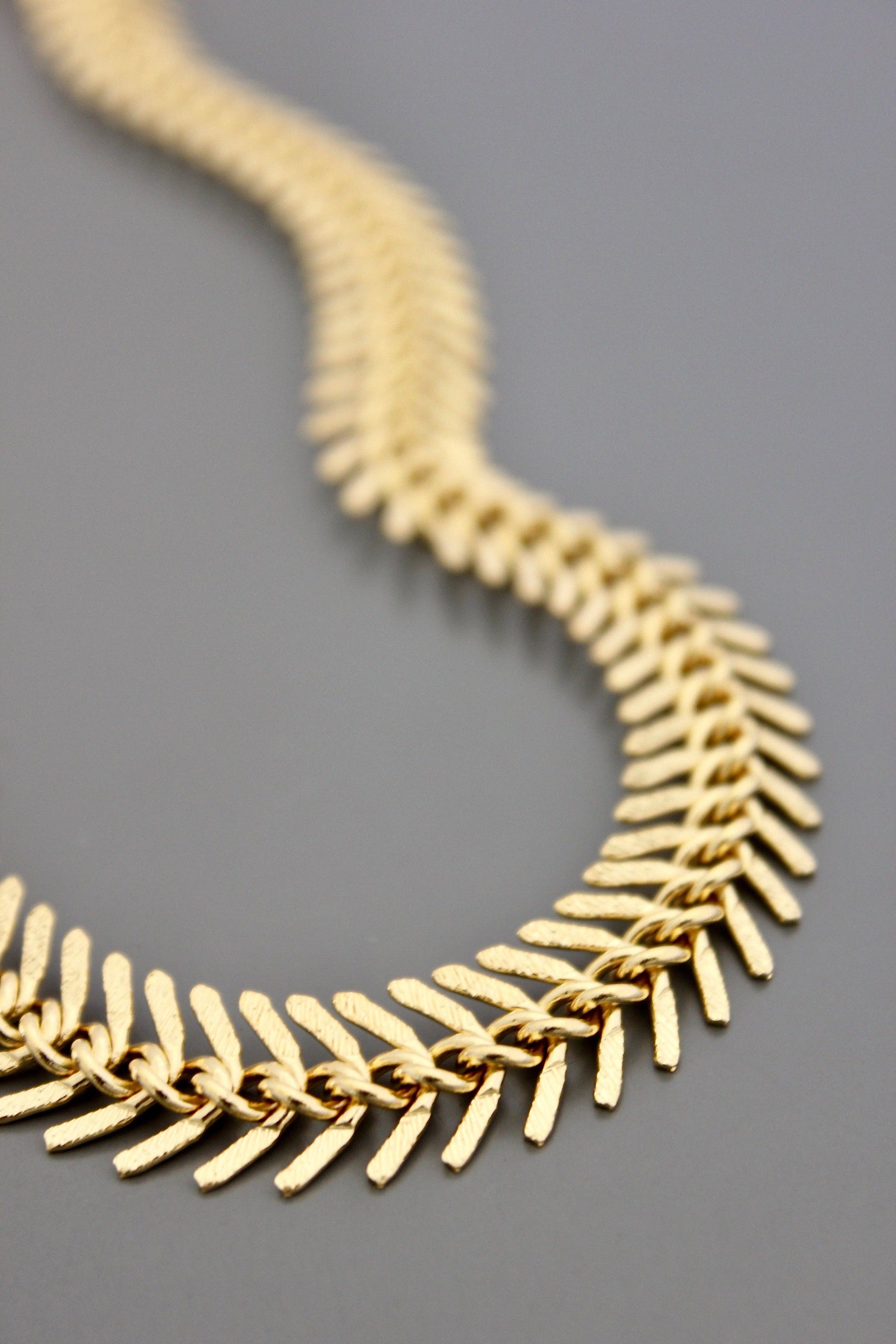 David Aubrey Matte Gold Fish Bone Necklace