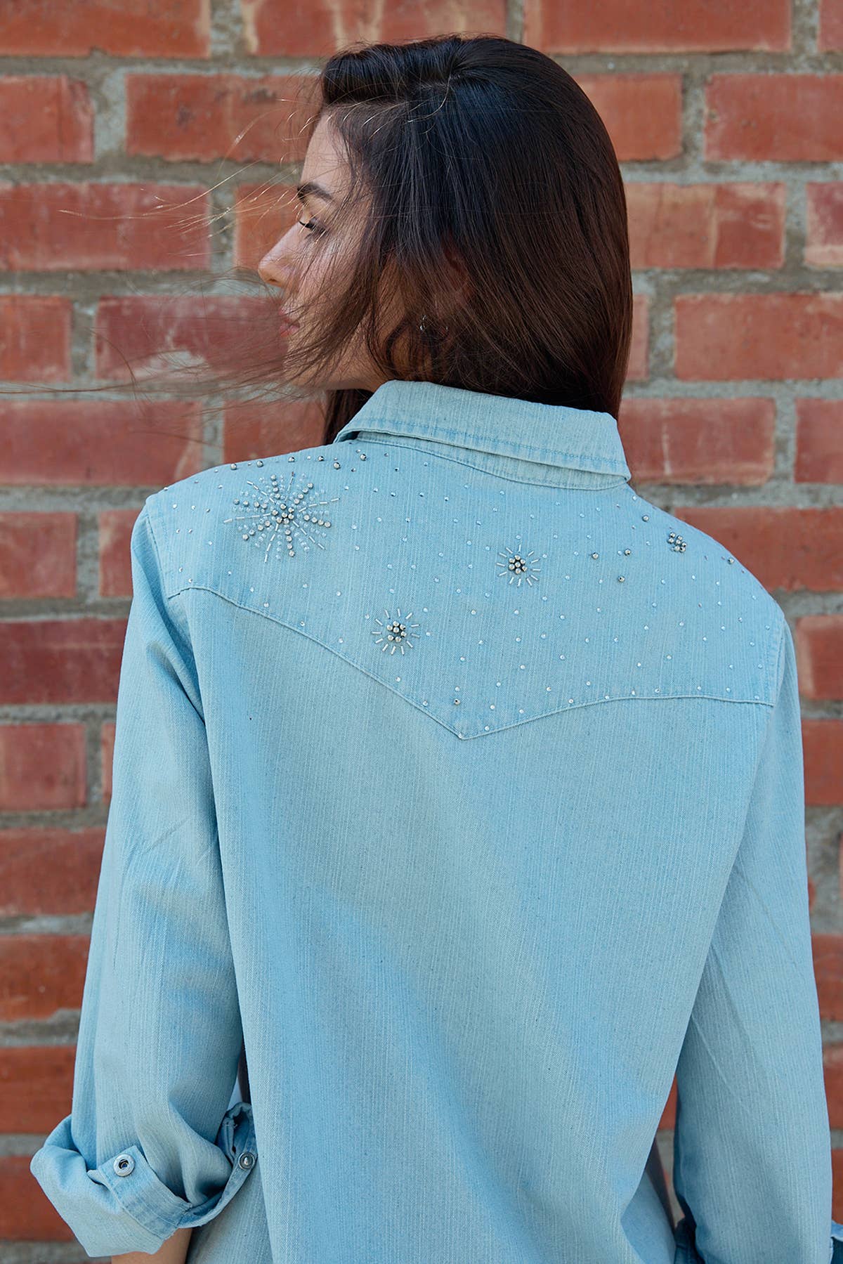 Bella Star Washed Denim Button Up