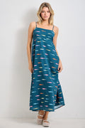 Teal Fish Print Midi Dress