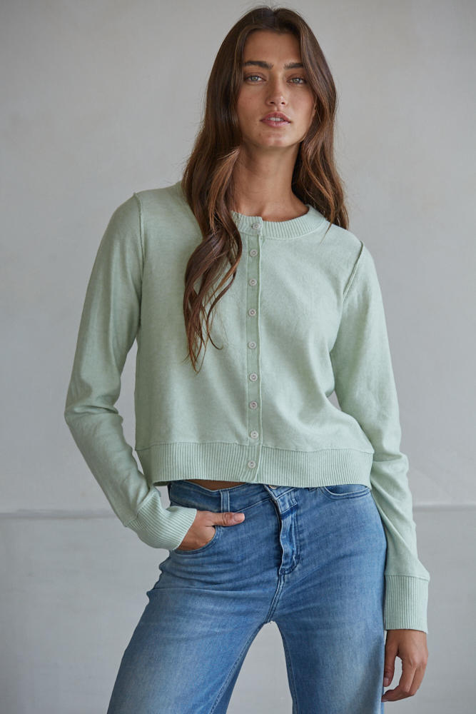 Mint Green Button Cardigan