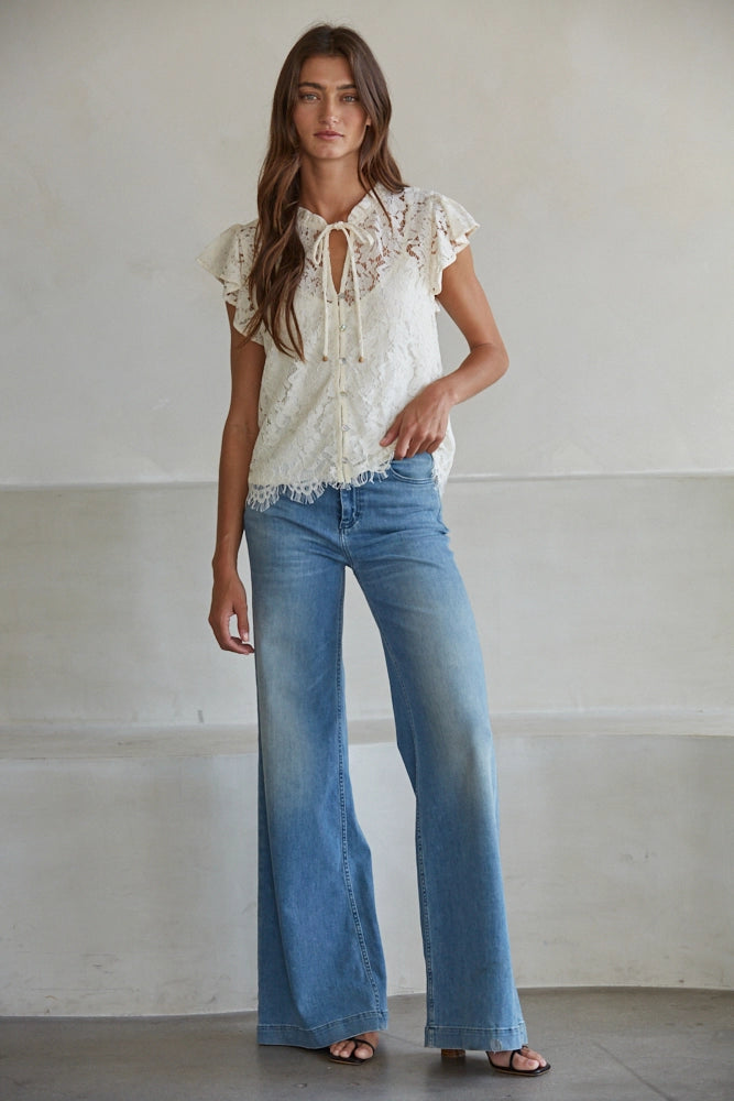 Willa Lace Button Top