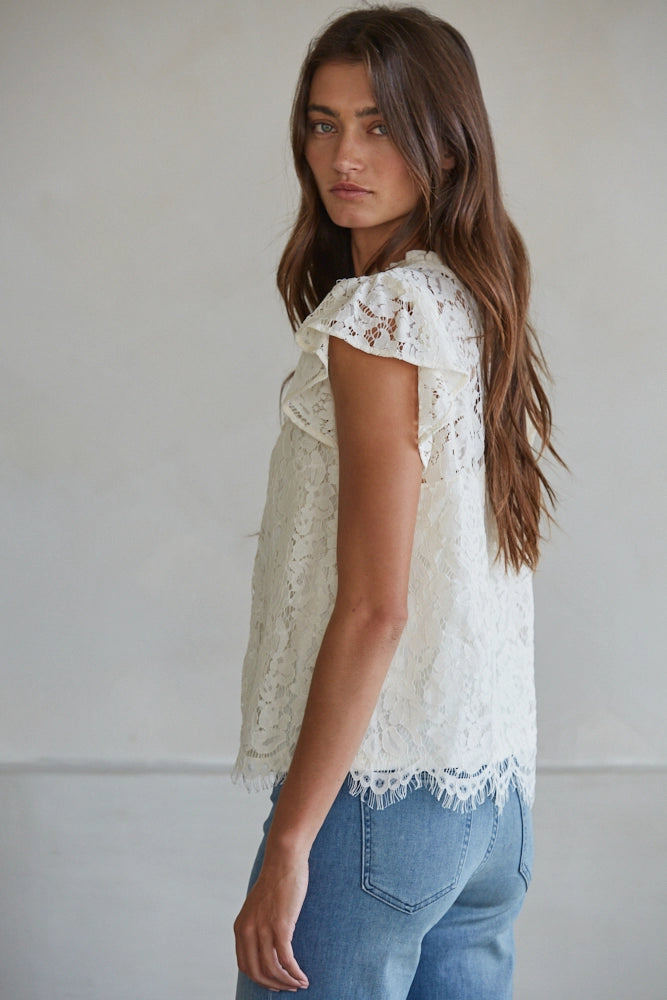 Willa Lace Button Top